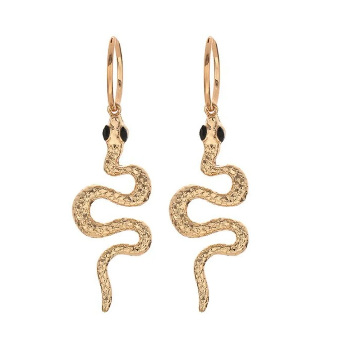 Goldtone Snake Hooped Drop Earrings sold by Zulily