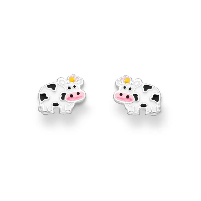 Sterling Silver Cute Cow Stud Earrings sold by Zulily