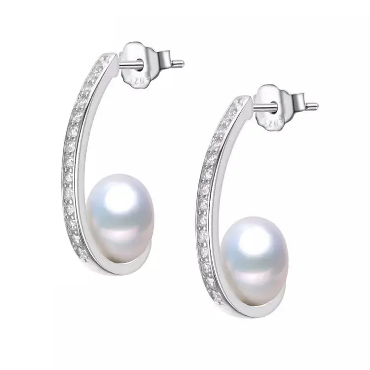 Freshwater Cultured Pearl & Cubic Zirconia Huggie Earrings sold by Zulily