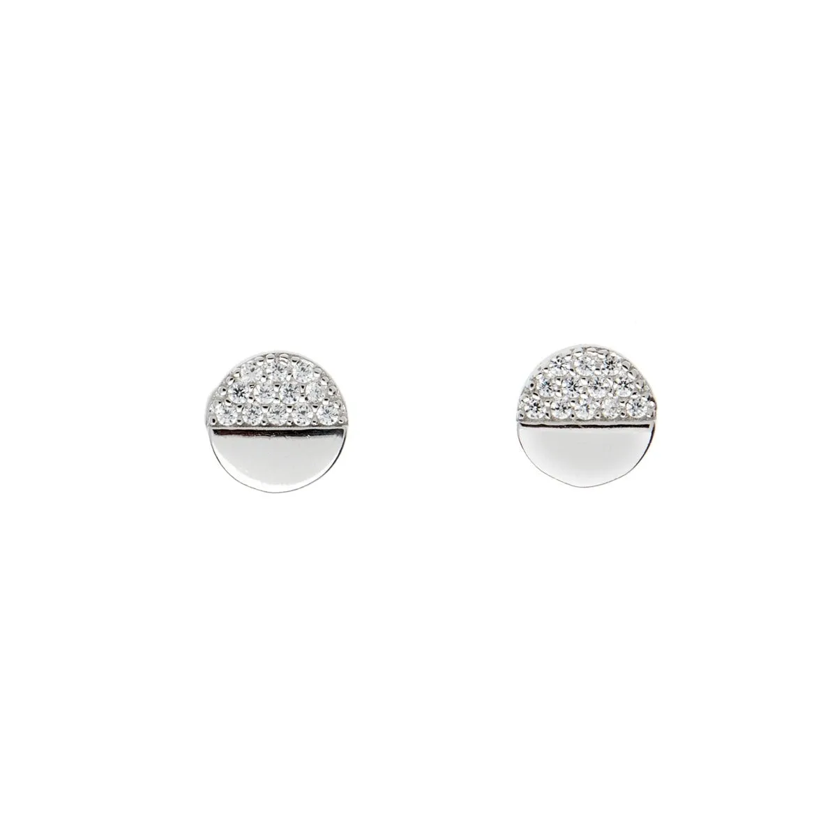 Sterling Silver Cubic Zirconia Circular Stud Earrings sold by Zulily