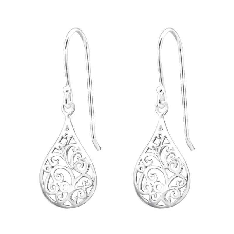 Sterling Silver Filigree Teardrop Earrings sold by Zulily
