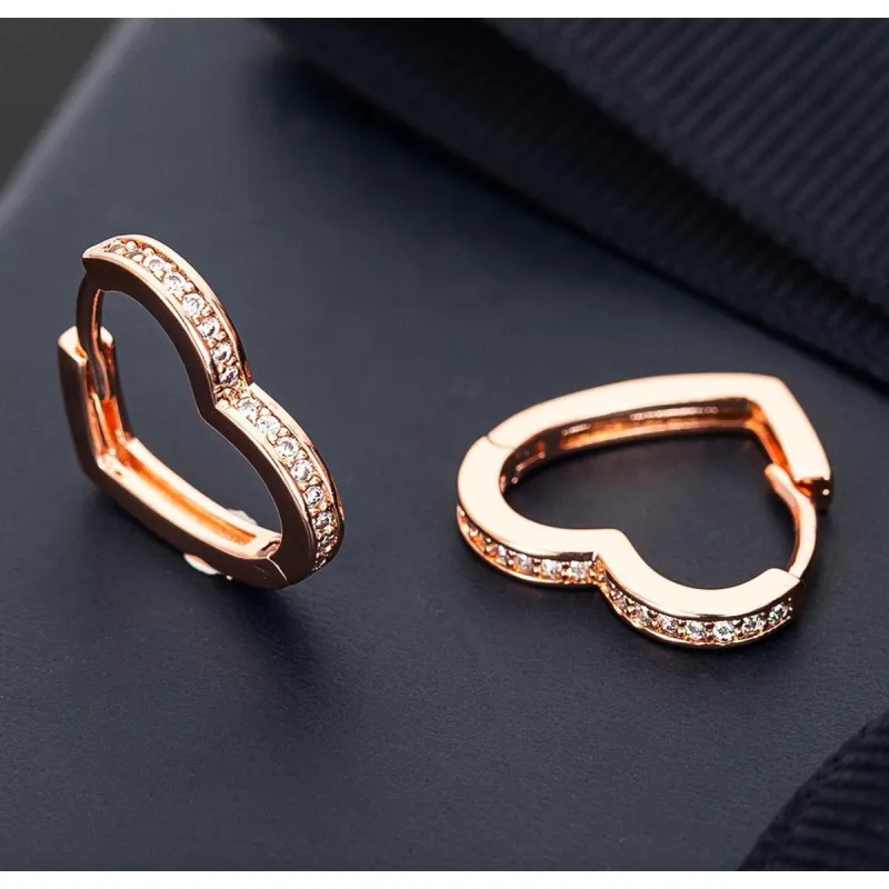 Rose Goldtone & Cz Heart Hoop Earrings sold by Zulily