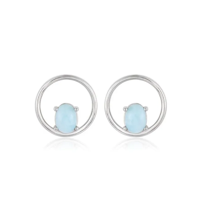 Sky Blue Larimar & Sterling Silver Cutout Stud Earrings sold by Zulily