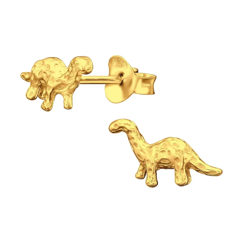 Sterling Silver 18k Gold-Plated Dino Stud Earrings sold by Zulily