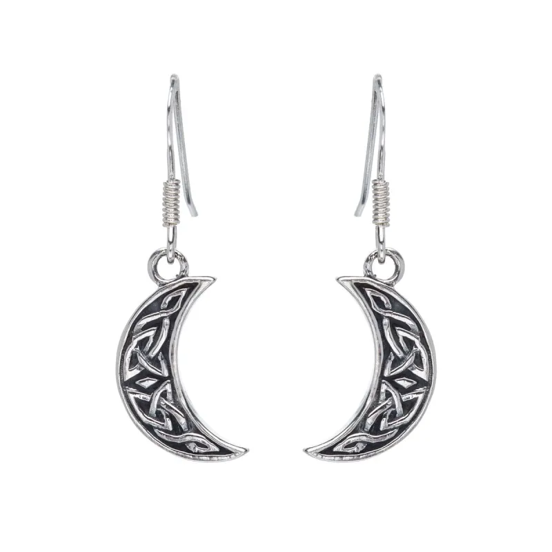 Sterling Silver Celtic Crescent Moon Drop Earrings sold by Zulily