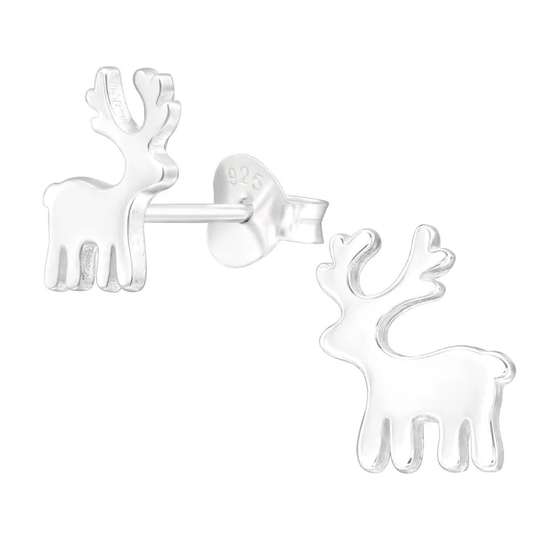 Sterling Silver Minimal Reindeer Dainty Stud Earrings sold by Zulily