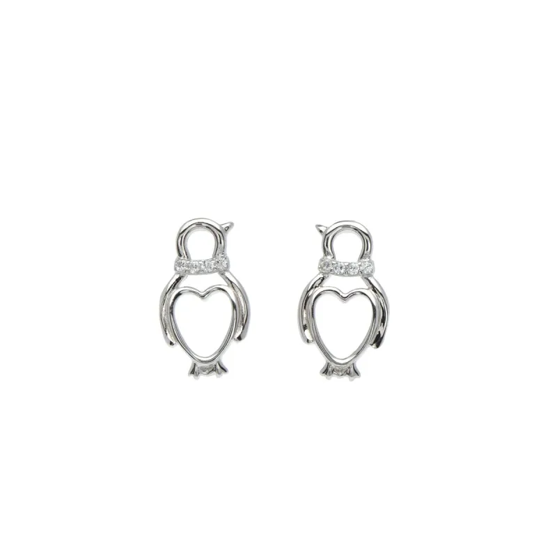 Sterling Silver Cubic Zirconia Penguin Stud Earrings sold by Zulily