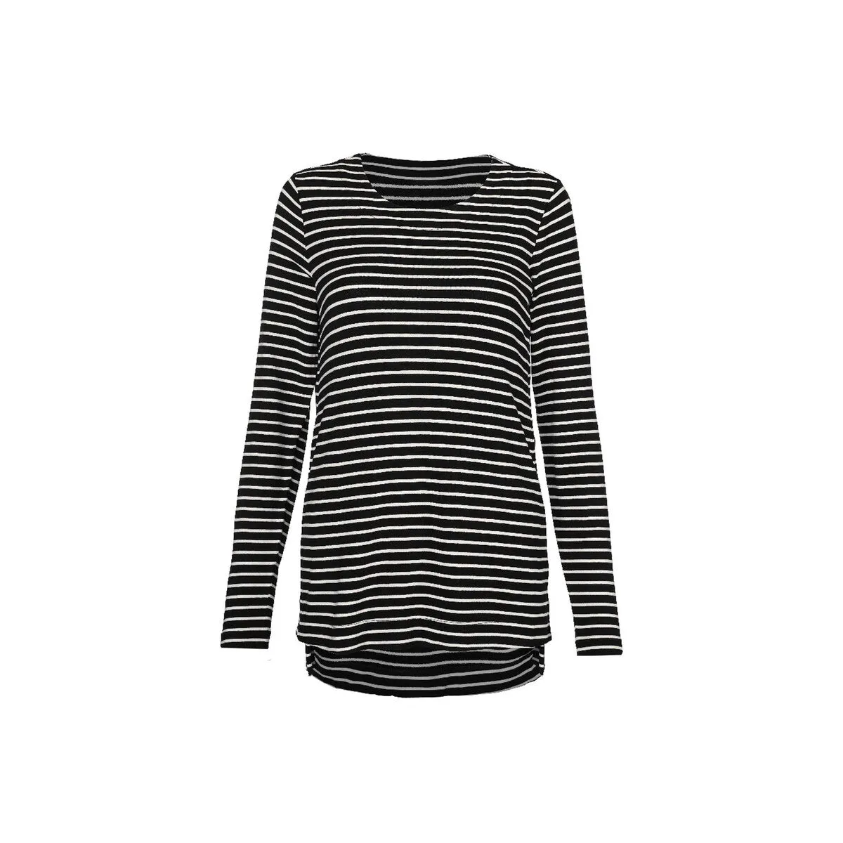 cabi Black and White Stripe Side Snap Tee sold by Zulily
