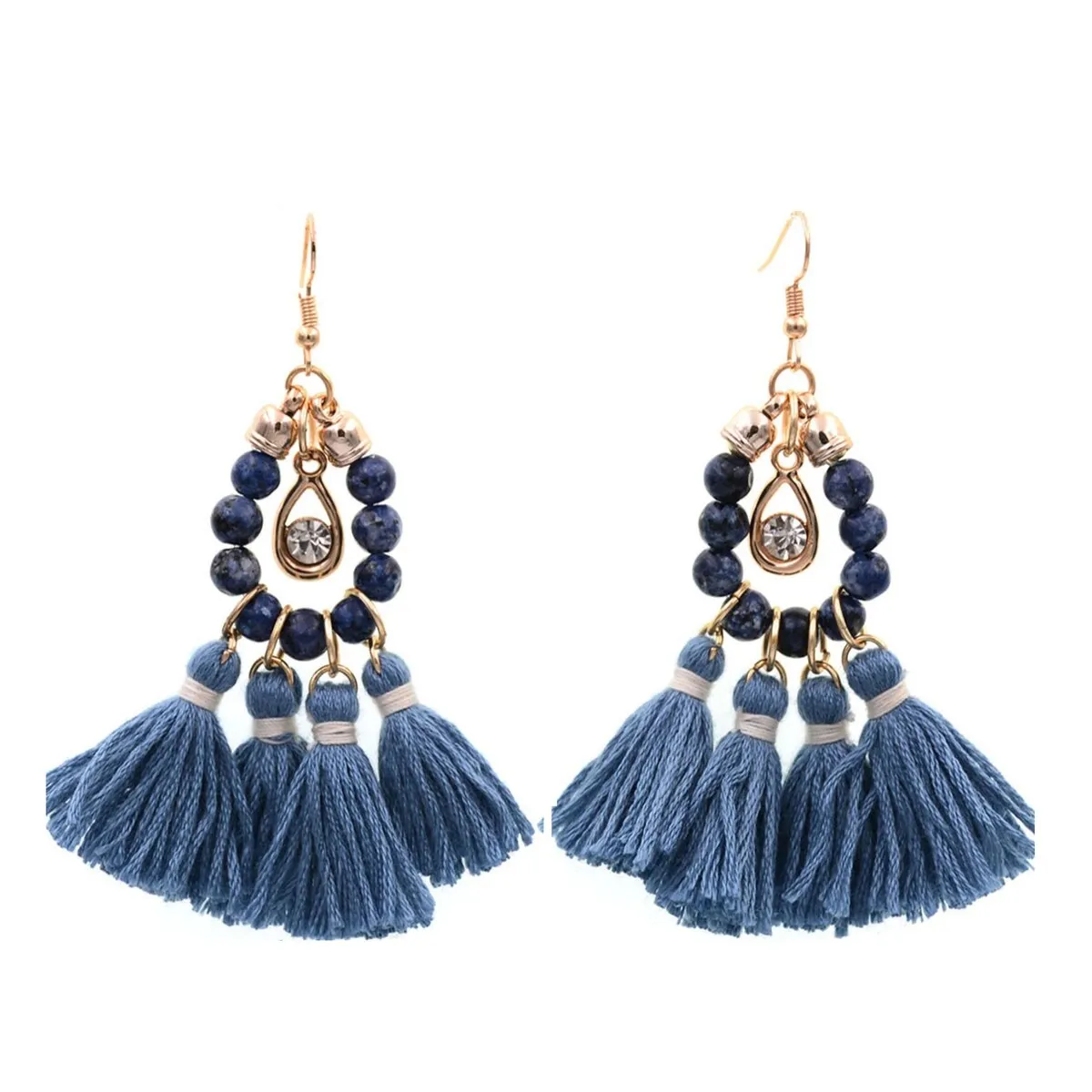 Beaded And Multi Tassel Drop Earrings sold by Zulily product image thumbnail 4