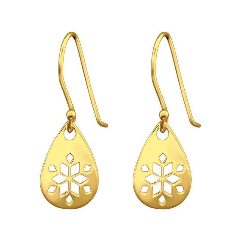 Goldtone Sterling Silver Teardrop Geometric Cut Out Snowflake Drop Earrings sold by Zulily