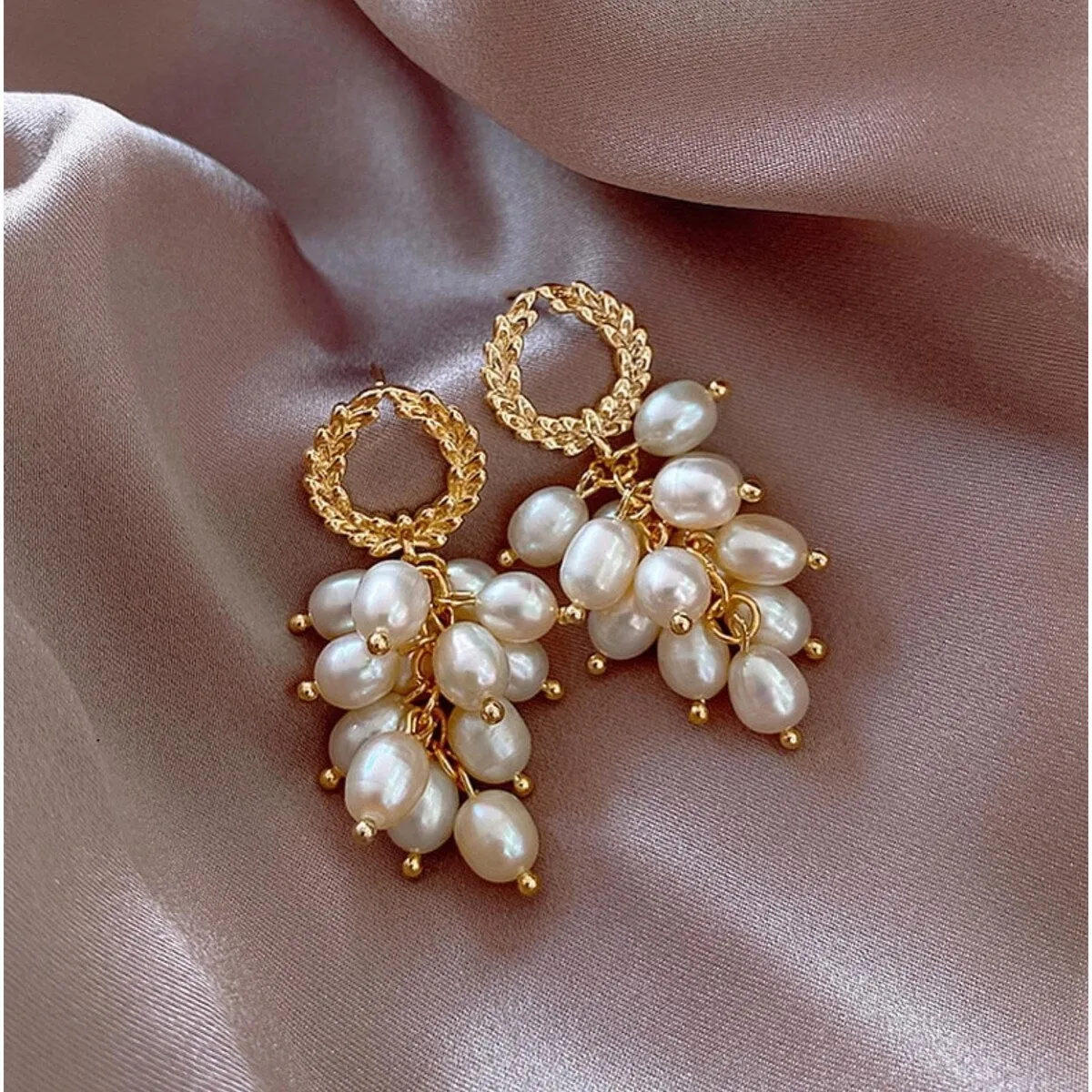 Goldtone Clustered Faux Pearl Drop Earrings sold by Zulily
