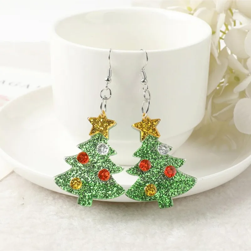 Green Glittering Christmas Tree Drop Earrings sold by Zulily