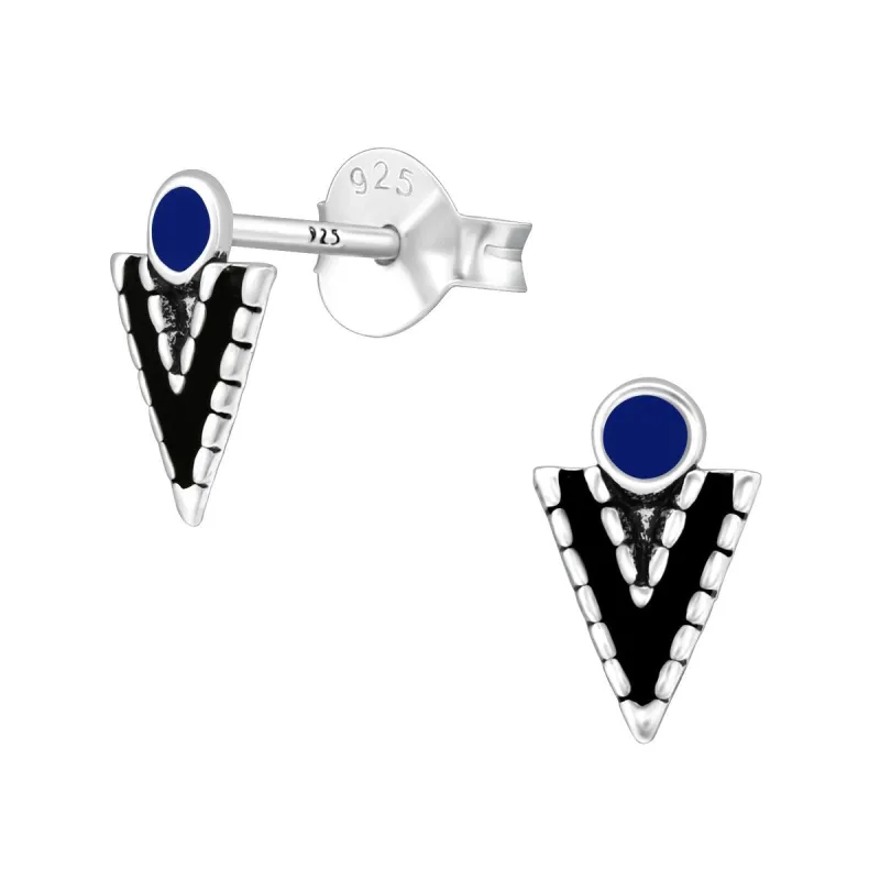 Blue Sterling Silver Diamond Shaped Stud Earrings sold by Zulily