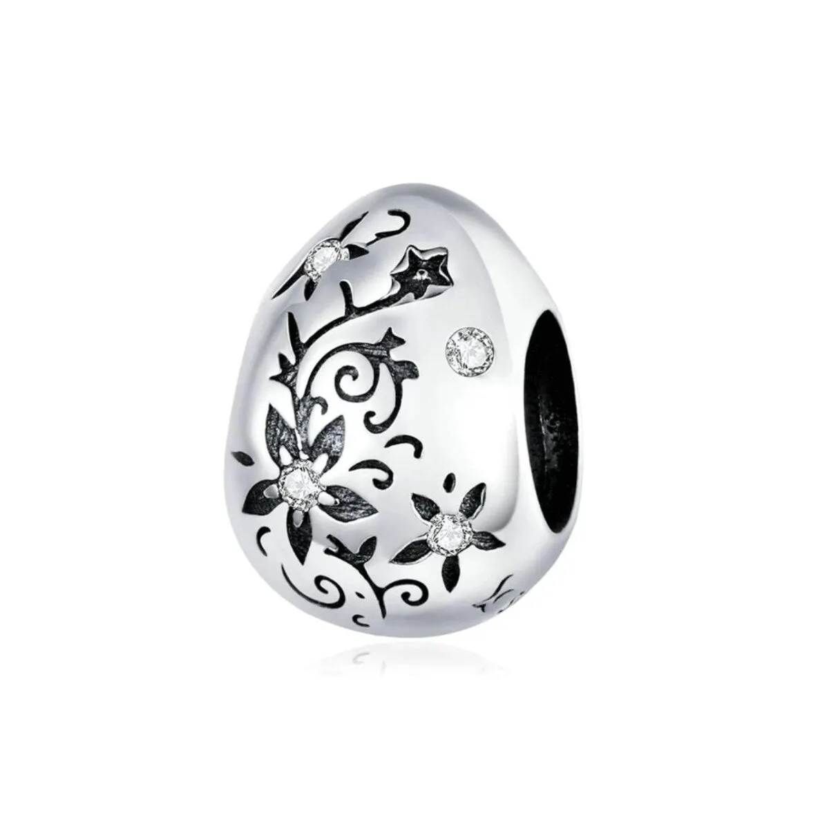 Sterling Silver Cubic Zirconia Floral Oval Charm sold by Zulily