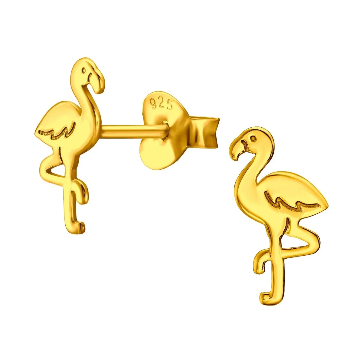 Sterling Silver 18k Gold-Plated Flamingo Stud Earrings sold by Zulily