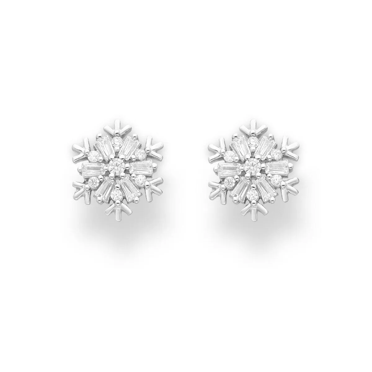 Cubic Zirconia & Sterling Silver Snowflake Stud Earrings sold by Zulily