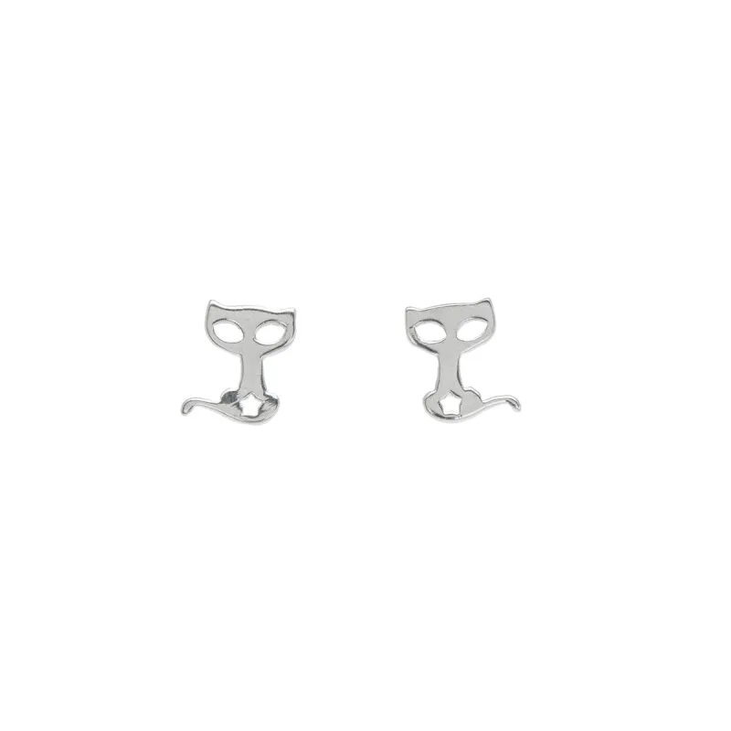 Sterling Silver Cat With Star Stud Earrings sold by Zulily
