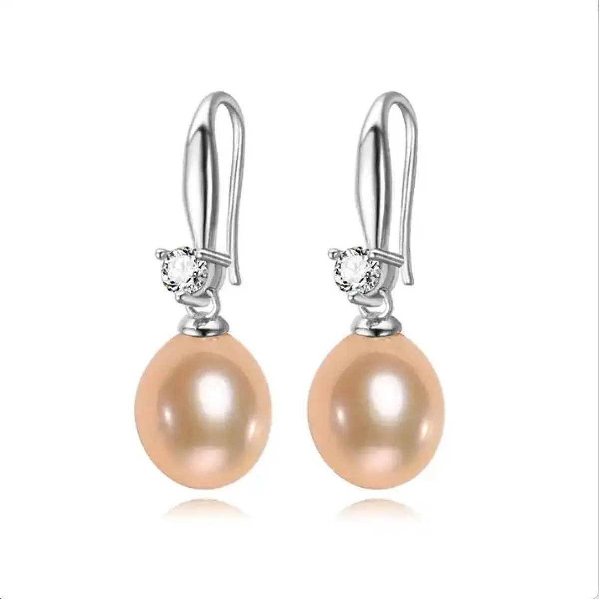 Sterling Silver & Peach Freshwater Pearl & CZ Drop Earrings sold by Zulily