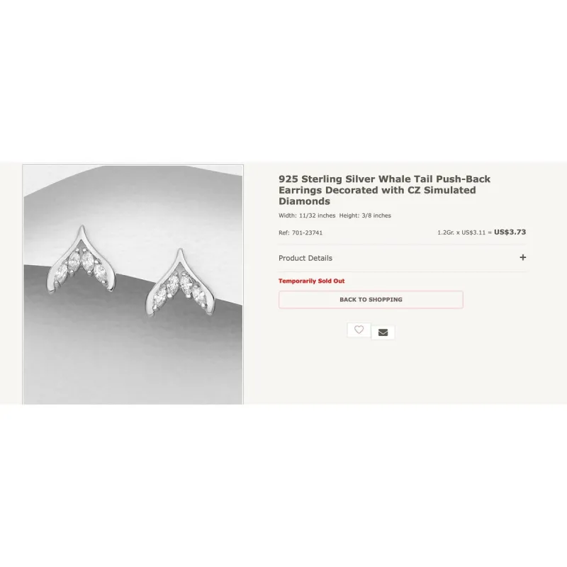 Sterling Silver Cubic Zirconia Whale Tail Stud Earrings sold by Zulily