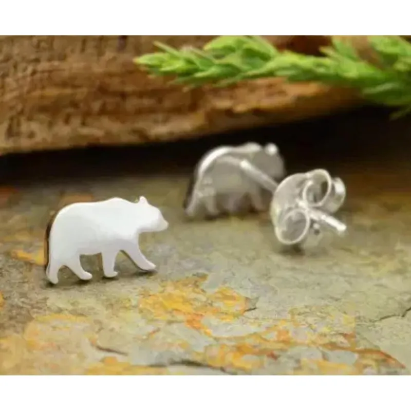 Sterling Silver Bear Stud Earrings sold by Zulily
