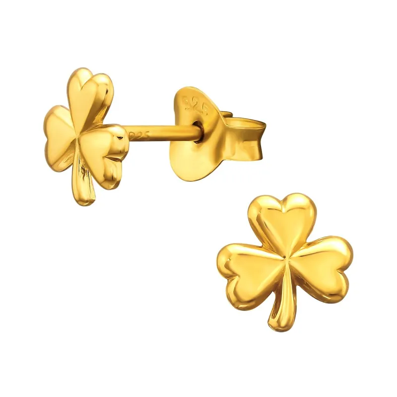 Sterling Silver 18k Gold-Plated Clover Stud Earrings sold by Zulily