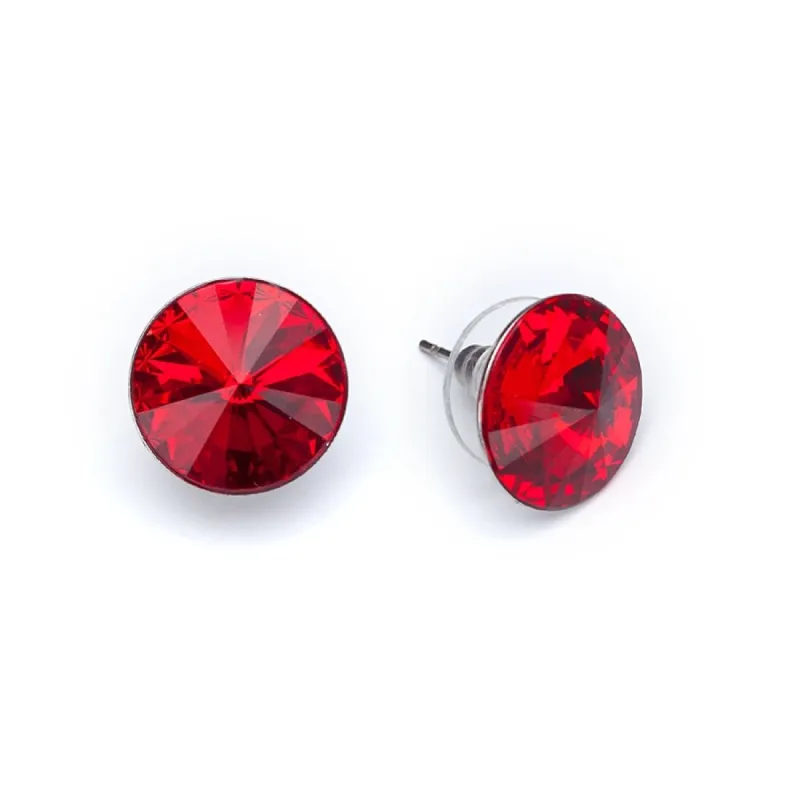 Silvertone Red Rivoli Swarovski Stud Earrings sold by Zulily