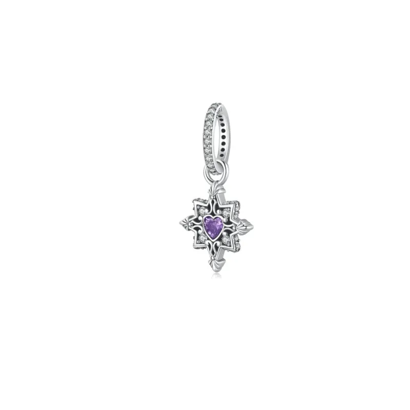 Purple Cubic Zirconia & Sterling Silver Square Cross Charm sold by Zulily