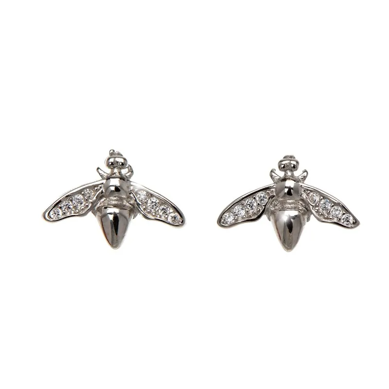 Sterling Silver Cubic Zirconia Bee Stud Earrings sold by Zulily