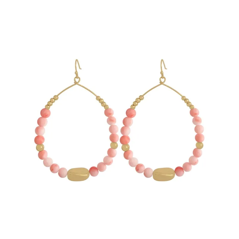Goldtone & Beaded Oval Hoop Earrings sold by Zulily