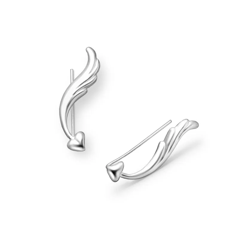 Sterling Silver Winged Heart Ear Climbers sold by Zulily