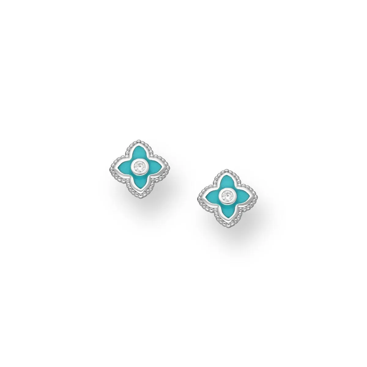 Turquoise Enamel Flower Drop Earrings - Ag Sterling sold by Zulily