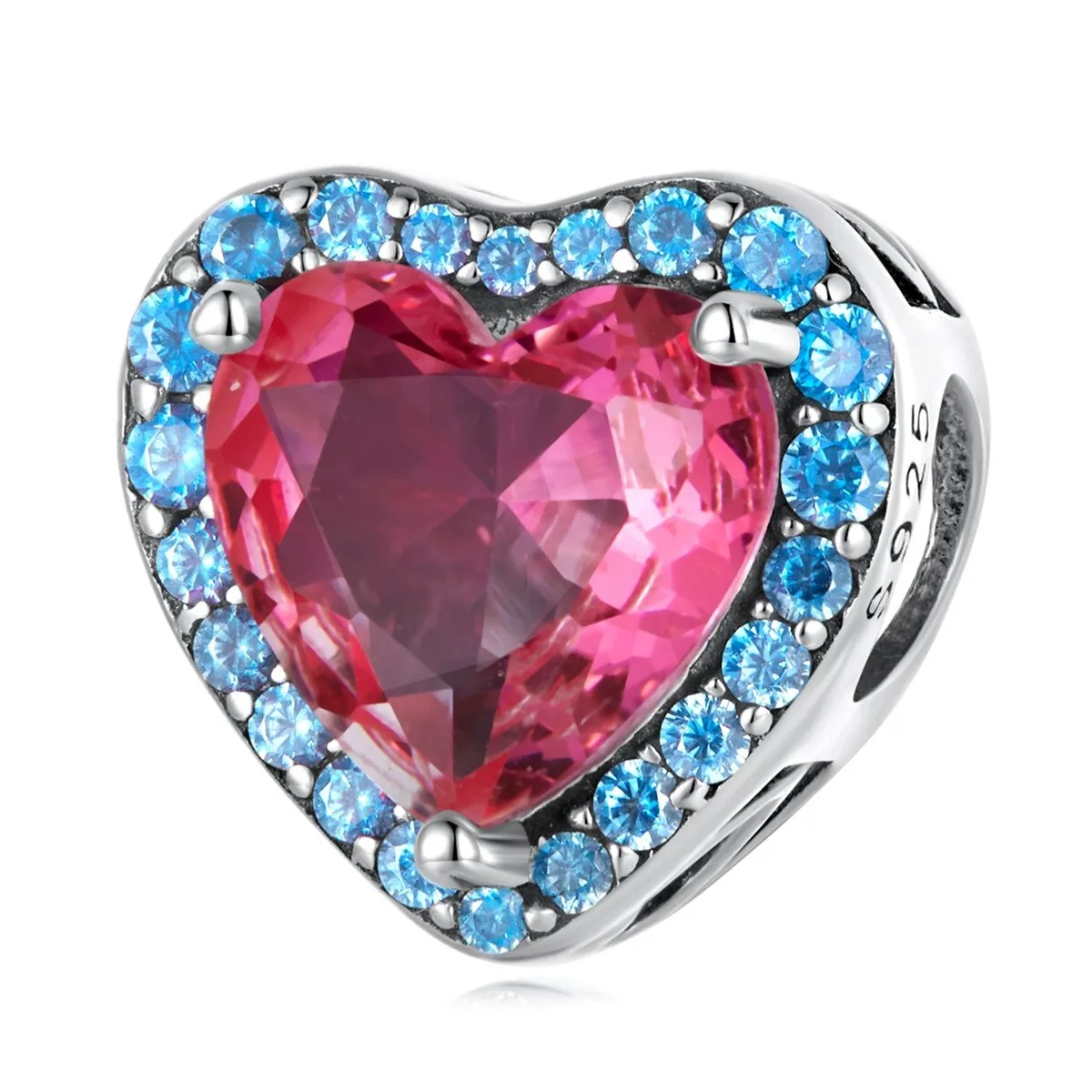 Rose & Blue Cubic Zirconia & Sterling Silver Heart Charm sold by Zulily