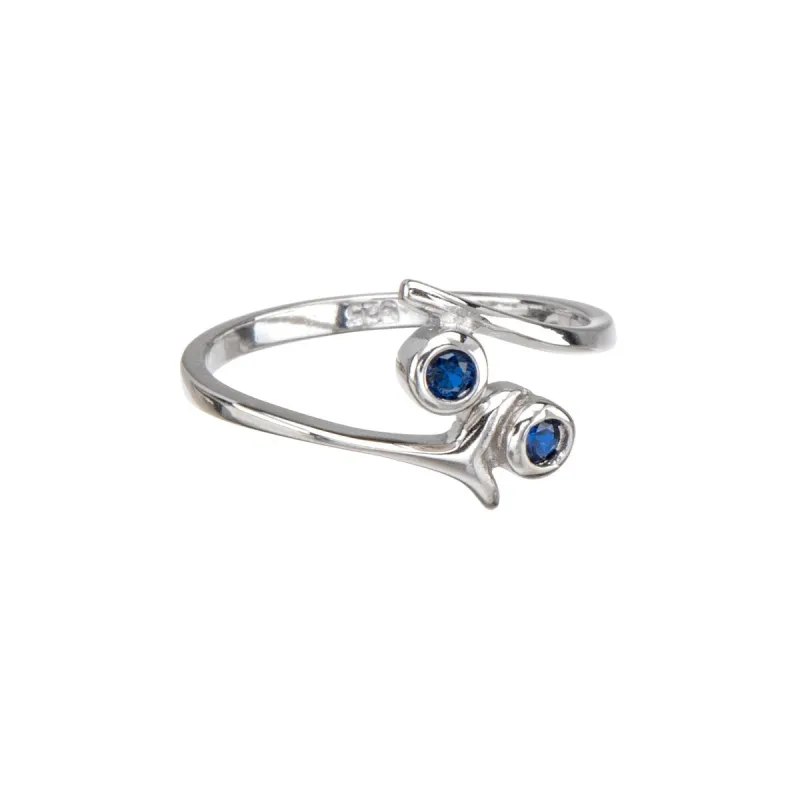 Sterling Silver Wrapped Branches With Blue Cubic Zirconia Toe Ring sold by Zulily