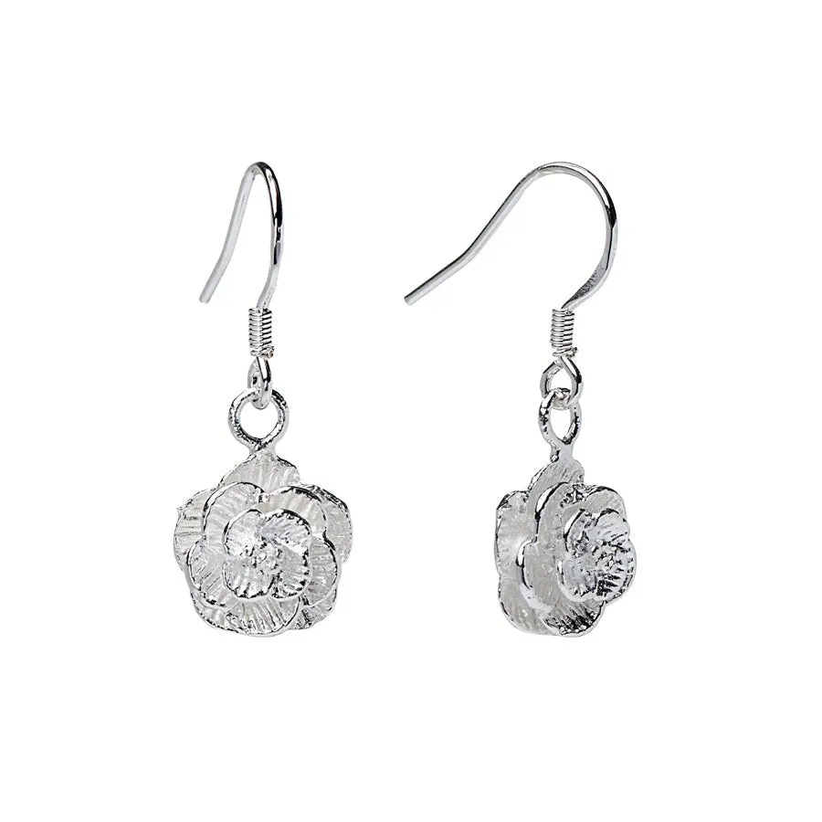 Sterling Silver Rose Flower Drop Earrings sold by Zulily
