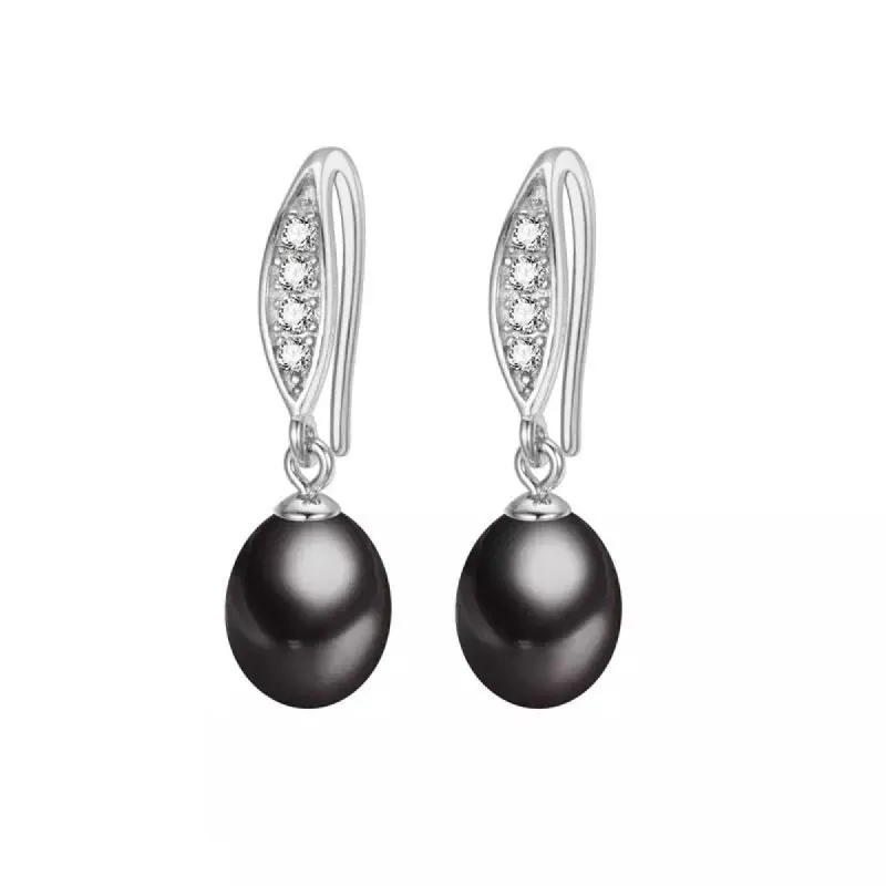 Black Cultured Pearl & Cubic Zirconia Drop Earrings sold by Zulily
