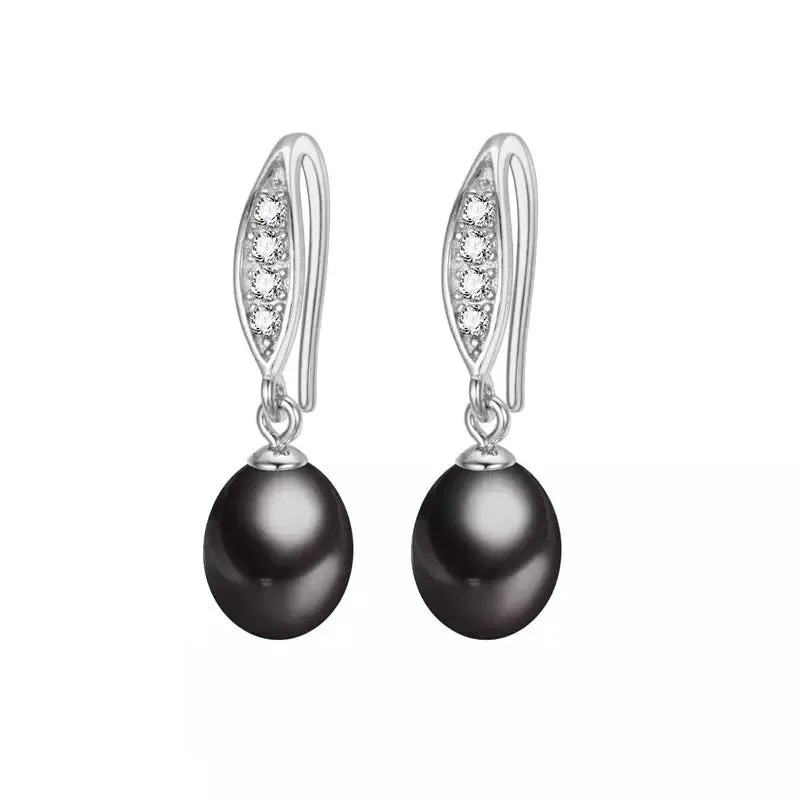 Black Cultured Pearl & Cubic Zirconia Drop Earrings sold by Zulily
