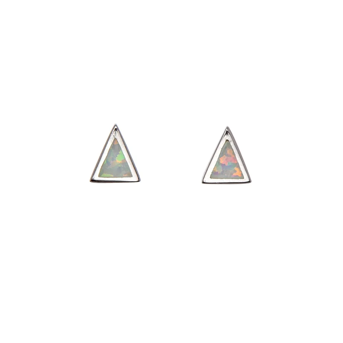 Sterling Silver White Opal Triangle Stud Earrings sold by Zulily