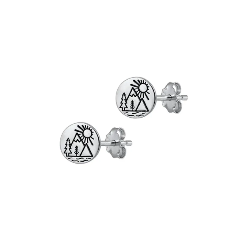 Sterling Silver Circular Nature Stud Earrings sold by Zulily