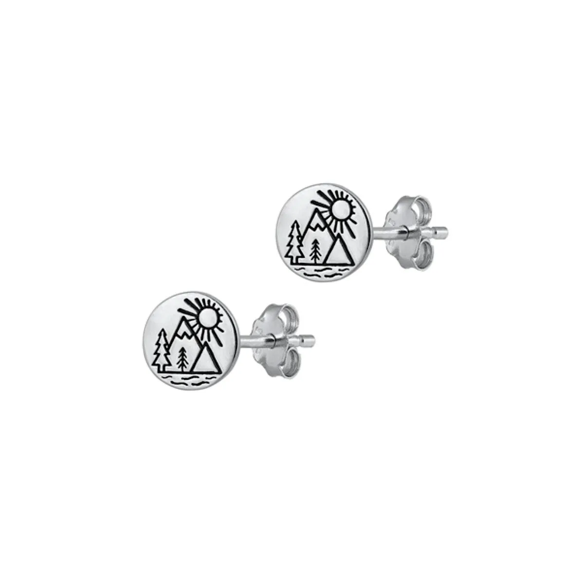 Sterling Silver Circular Nature Stud Earrings sold by Zulily