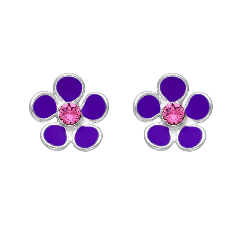 Sterling Silver Purple Pink Cubic Zirconia Flower Stud Earrings sold by Zulily