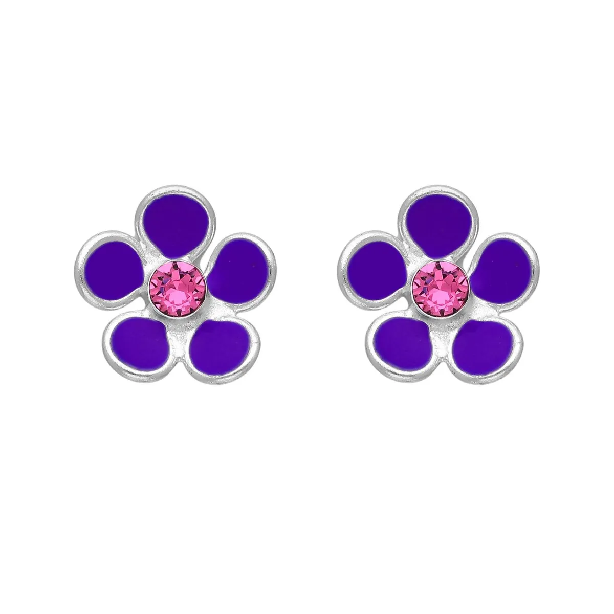 Sterling Silver Purple Pink Cubic Zirconia Flower Stud Earrings sold by Zulily