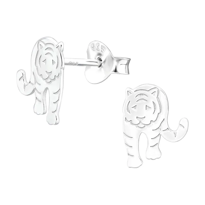 Sterling Silver Tiger Stud Earrings sold by Zulily