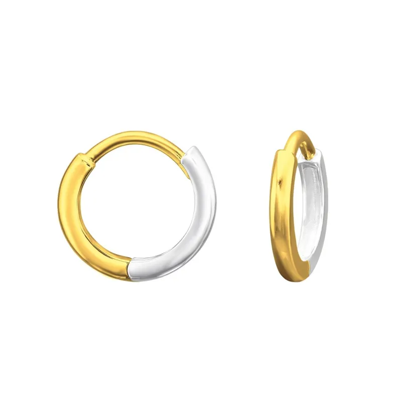 Two-Tone Sterling Silver 18k Gold-Plated Huggie Earrings sold by Zulily