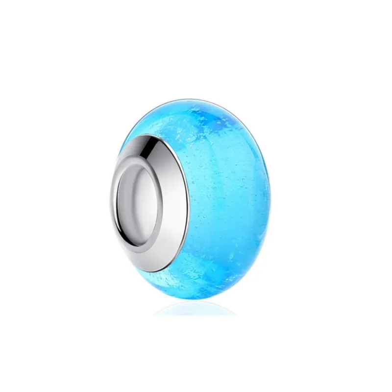 Sterling Silver Aqua Blue Glass Bead Charm sold by Zulily