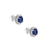 CZ Simulated Sapphire and Diamond Halo Stud Earrings - 925 Sterling Silver - Ag Sterling sold by Zulily