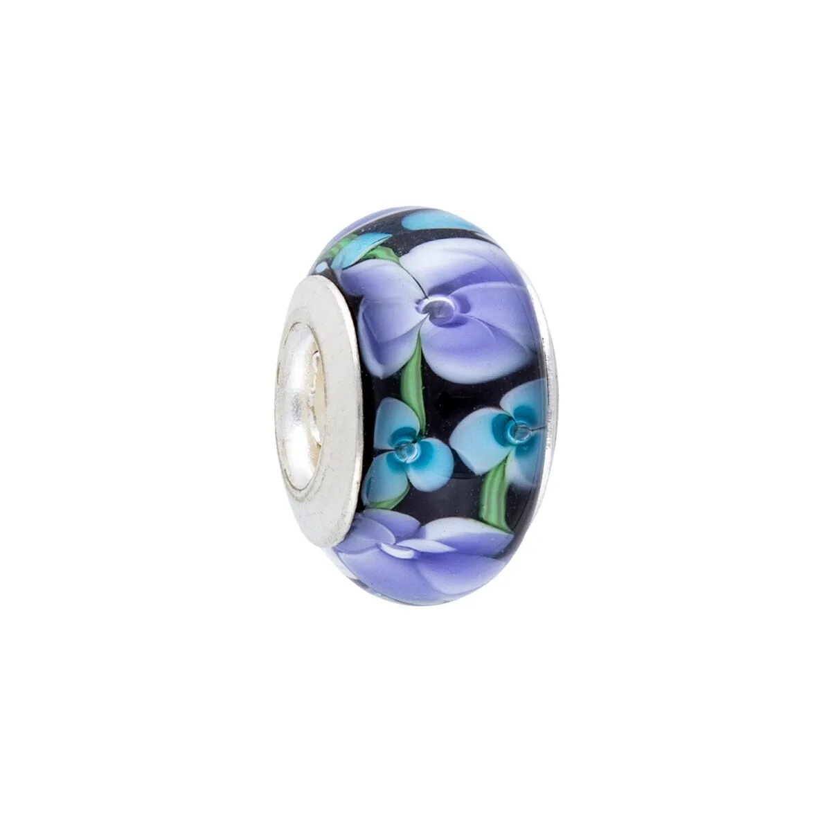 Purple Blue Floral Glass Bead Charm sold by Zulily