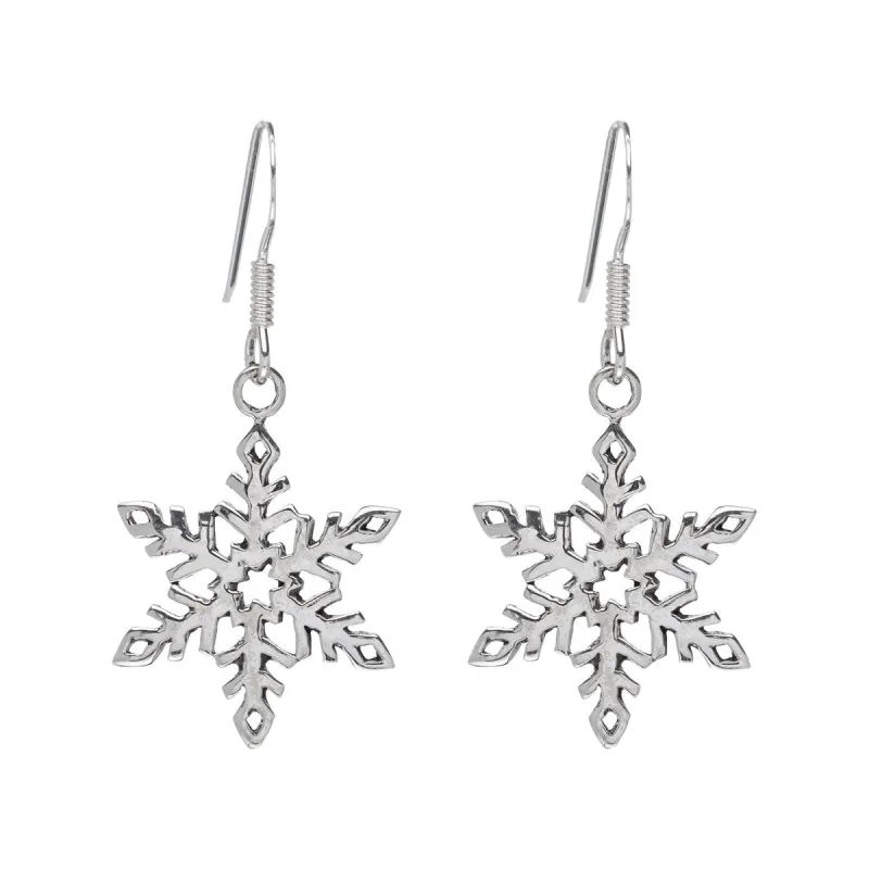 Sterling Silver Snowflake Drop Earrings sold by Zulily