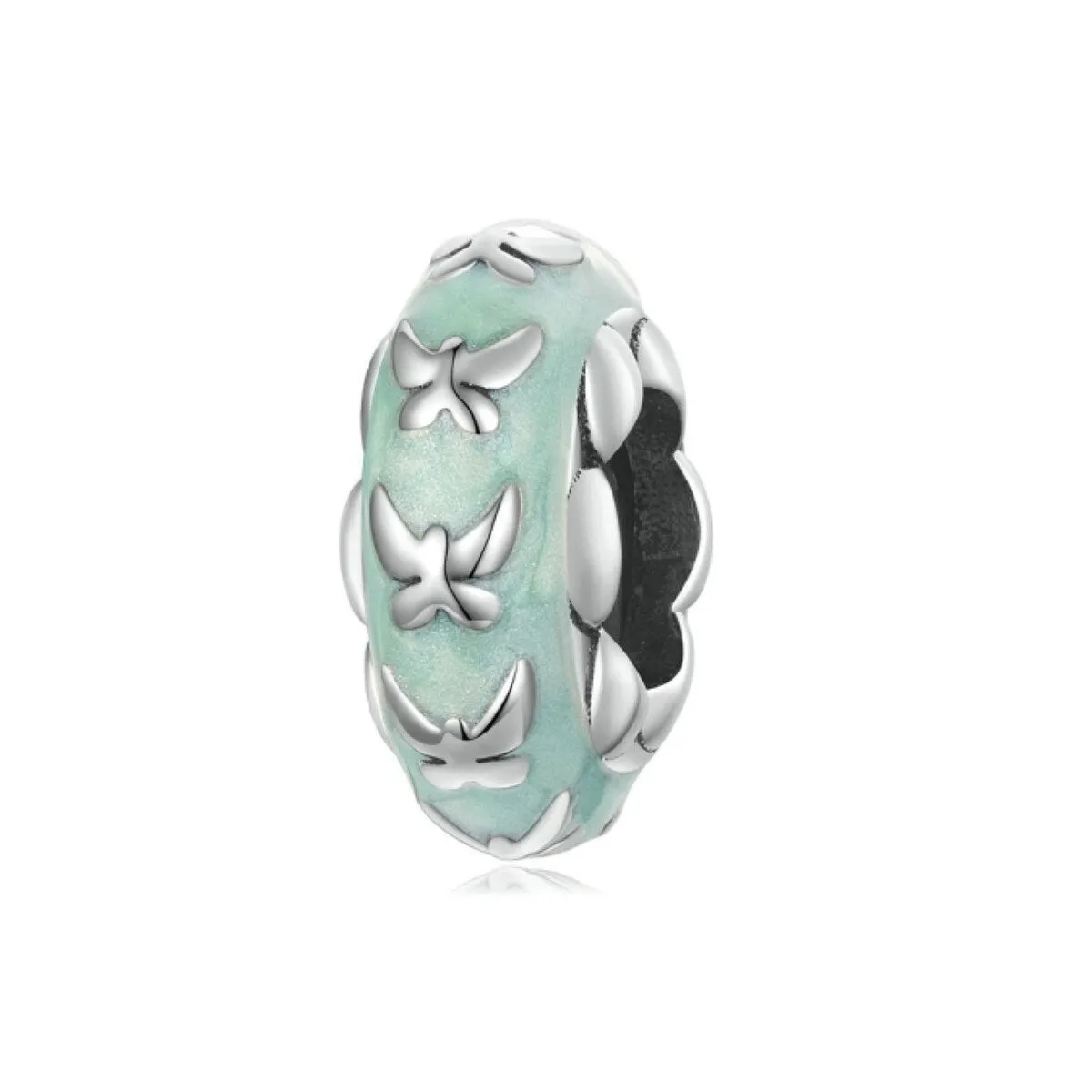 Sterling Silver & Pale Green Butterflies Bracelet Charm sold by Zulily