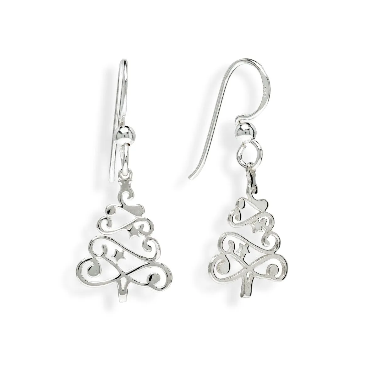 Sterling Silver Christmas Tree Ribbon Drop Earrings sold by Zulily