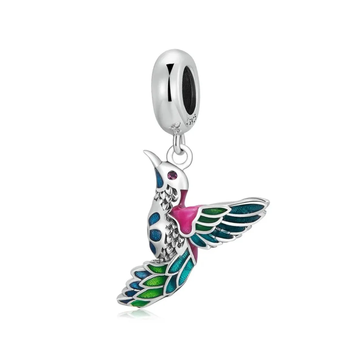 Sterling Silver & Multi Colored Hummingbird Bracelet Charm sold by Zulily